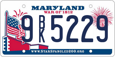 MD license plate 9BK5229