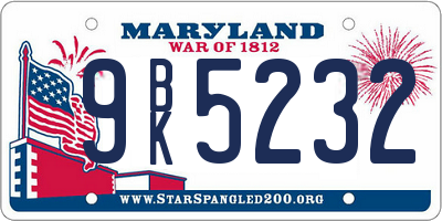 MD license plate 9BK5232