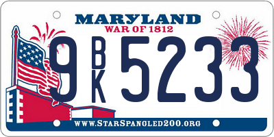 MD license plate 9BK5233