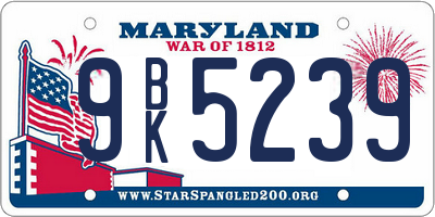 MD license plate 9BK5239