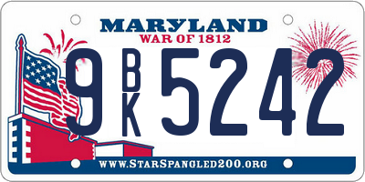 MD license plate 9BK5242