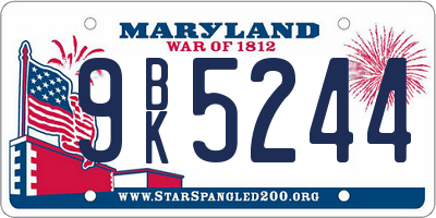 MD license plate 9BK5244