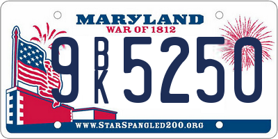 MD license plate 9BK5250