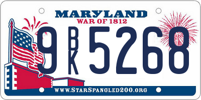 MD license plate 9BK5268