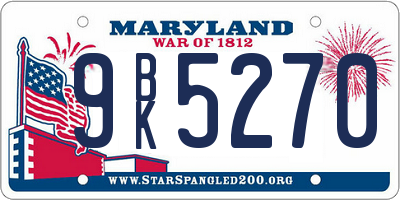 MD license plate 9BK5270