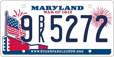 MD license plate 9BK5272
