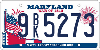 MD license plate 9BK5273