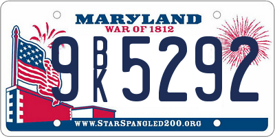 MD license plate 9BK5292