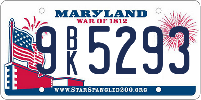 MD license plate 9BK5293