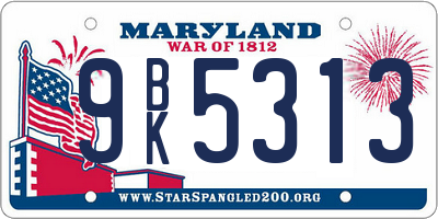 MD license plate 9BK5313