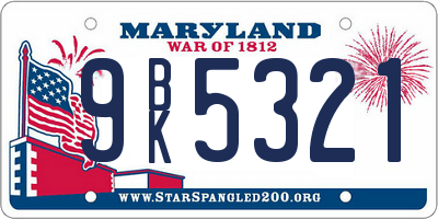MD license plate 9BK5321