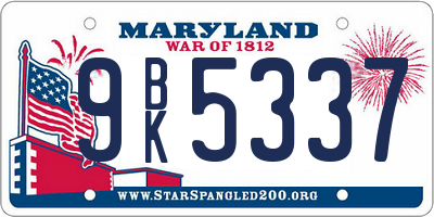 MD license plate 9BK5337
