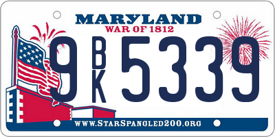 MD license plate 9BK5339