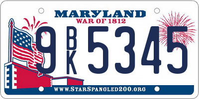 MD license plate 9BK5345
