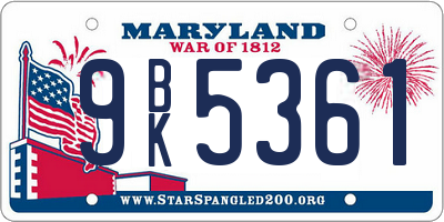 MD license plate 9BK5361