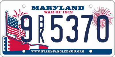 MD license plate 9BK5370