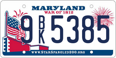 MD license plate 9BK5385
