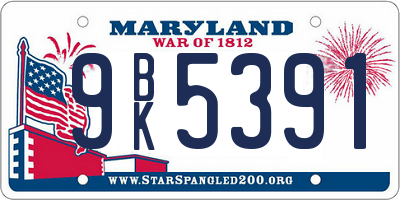 MD license plate 9BK5391