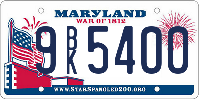 MD license plate 9BK5400