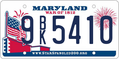 MD license plate 9BK5410