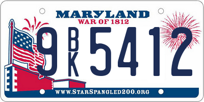 MD license plate 9BK5412