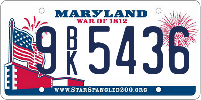 MD license plate 9BK5436