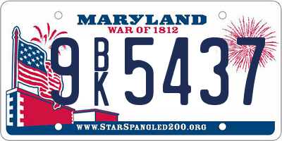 MD license plate 9BK5437