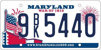 MD license plate 9BK5440