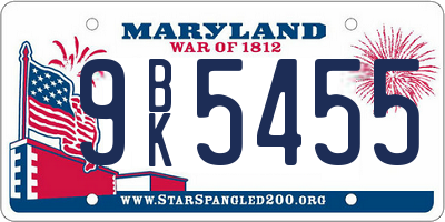 MD license plate 9BK5455