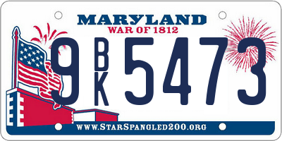 MD license plate 9BK5473
