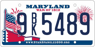 MD license plate 9BK5489