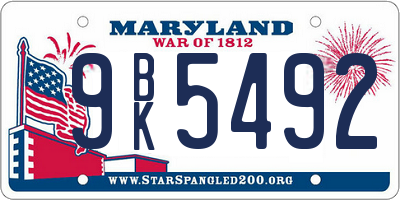 MD license plate 9BK5492
