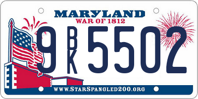 MD license plate 9BK5502