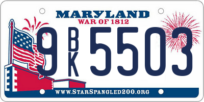 MD license plate 9BK5503
