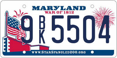 MD license plate 9BK5504