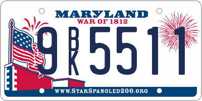 MD license plate 9BK5511