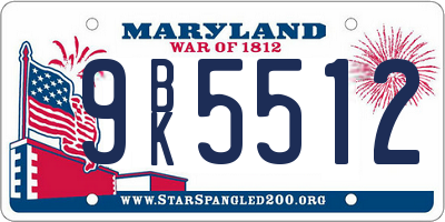 MD license plate 9BK5512