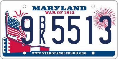 MD license plate 9BK5513