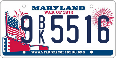 MD license plate 9BK5516