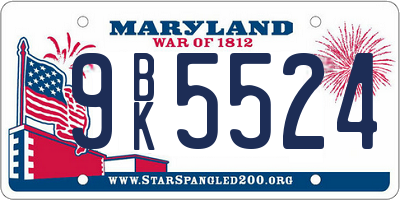 MD license plate 9BK5524