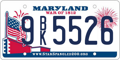 MD license plate 9BK5526