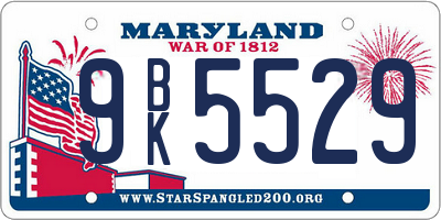 MD license plate 9BK5529