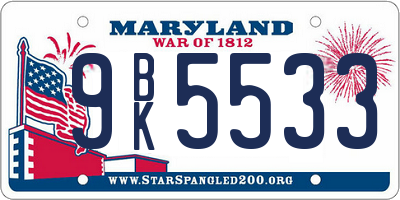 MD license plate 9BK5533