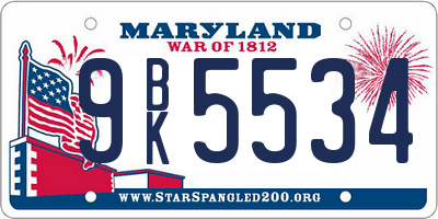 MD license plate 9BK5534