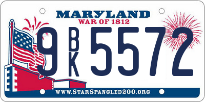 MD license plate 9BK5572