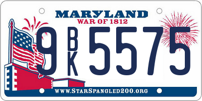 MD license plate 9BK5575