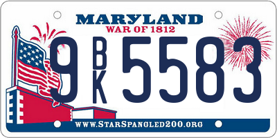 MD license plate 9BK5583