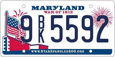 MD license plate 9BK5592
