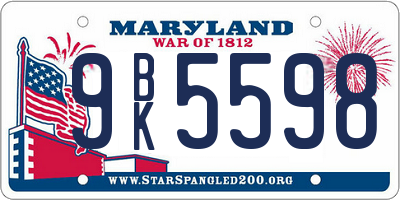 MD license plate 9BK5598