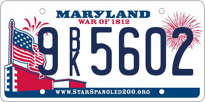MD license plate 9BK5602